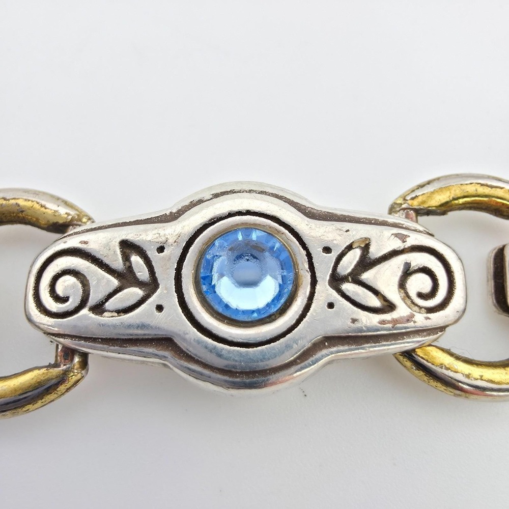 BRIGHTON 'Celestine' Bracelet Blue SWAROVSKI Crystals Gold&Silver Plate 7.75" - Picture 3 of 11